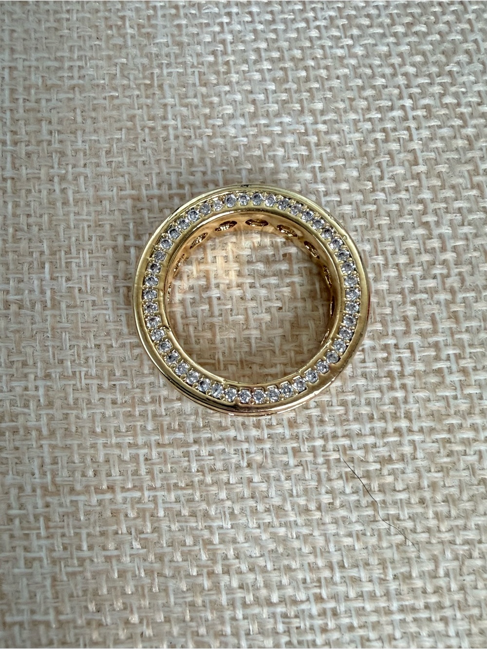 Eternity band stacking gold tone princess cut stunning sparkle and glam size 6 - Picture 5 of 5